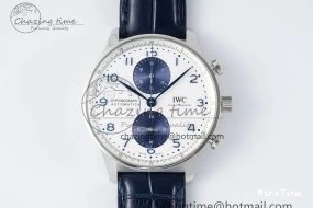 MIROTIME 0206 Portuguese Chrono IW371620 APSF 1:1 Best Edition White Blue Dial on Blue Leather Strap A MultiPurpose 7039